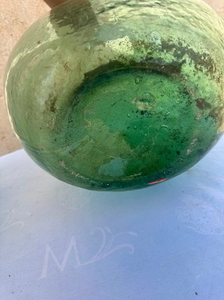 2 Antiche Bottiglie Damajuana Verdi Alte 36 cm