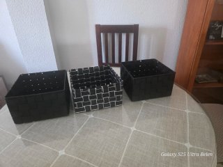 Juego de 3 cestas organizadoras negras