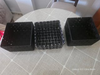 Juego de 3 cestas organizadoras negras