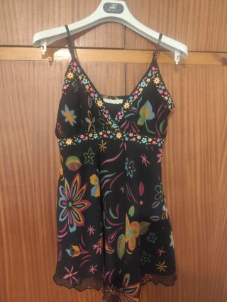 Top tirantes mujer flores negro,