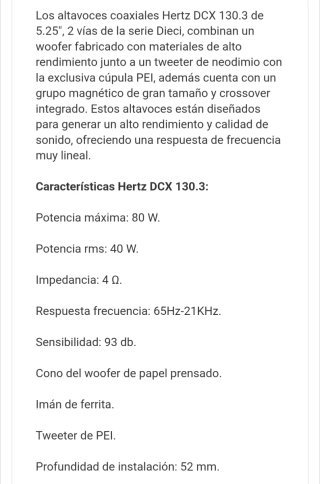 Altavoces Coaxiales Hertz DCX130.3 80W (Par)