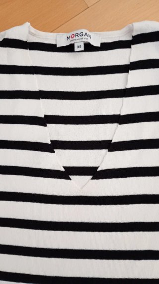 Top Morgan Rayas Negras y Blancas Encaje Talla XS