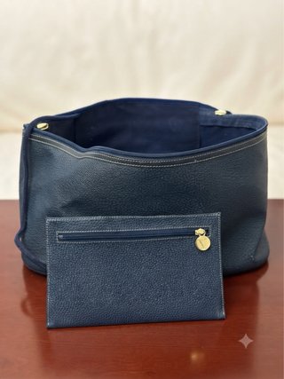 Portatrucchi Borbonese Blu Pelle