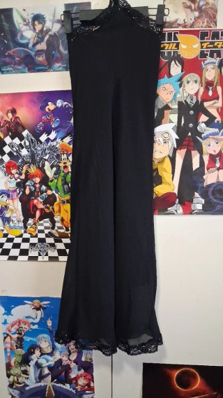 Vestido fiesta largo encaje negro