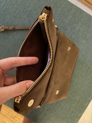 Bolso ante marrón y verde militar