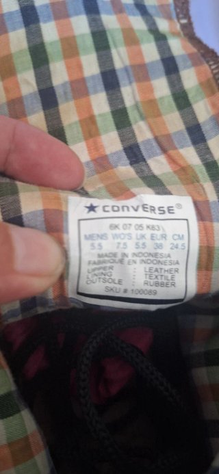 Converse Piel Marrón y Cuadro Talla 38 retro