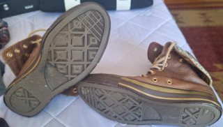 Converse Piel Marrón y Cuadro Talla 38 retro