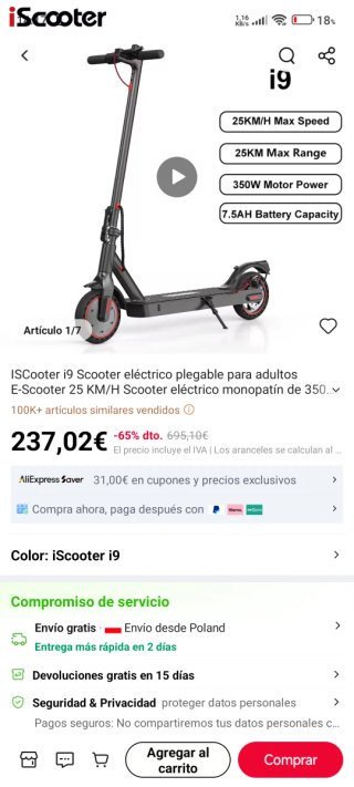 Acepto cambios -Patinete eléctrico iScooter-