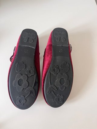 Zapatos 36 Bailarinas Niña Terciopelo Rojo