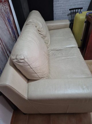 Divano a 2 posti in pelle beige