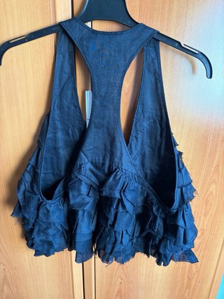 Top Zara Collection volantes halter negro