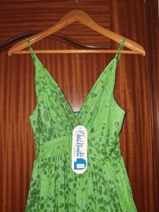 Vestido largo estampado verde