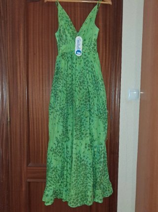 Vestido largo estampado verde