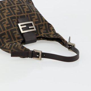 FENDI Zucca Canvas Hand Bag Brown Black Silver