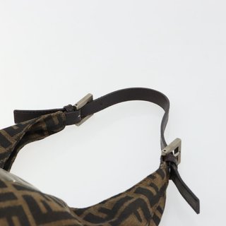 FENDI Zucca Canvas Hand Bag Brown Black Silver