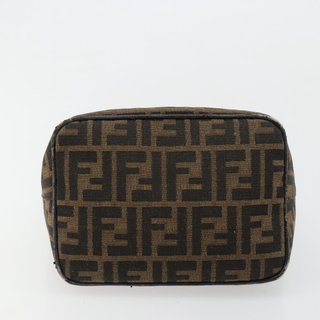 FENDI Zucca Canvas Hand Bag Brown Black Silver