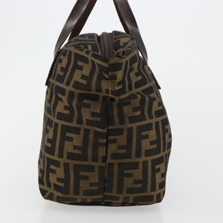 FENDI Zucca Canvas Hand Bag Black Brown Auth