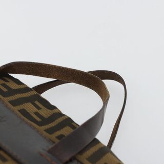 FENDI Zucca Canvas Hand Bag Black Brown Auth