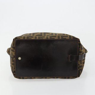 FENDI Zucca Canvas Hand Bag Black Brown Auth