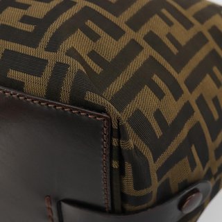 FENDI Zucca Canvas Hand Bag Black Brown Auth