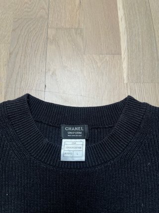 Chanel Uniform Black CC Logo Knit Sweater (Size L)