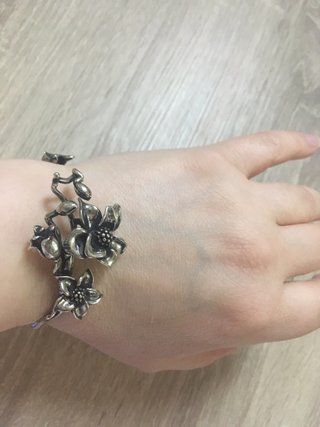 Pulsera Plata Diseño Artesano Flores
