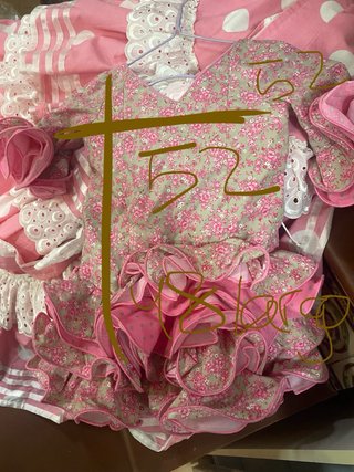 Traje Flamenca Niña Flores Rosa EDAD 1-2Años