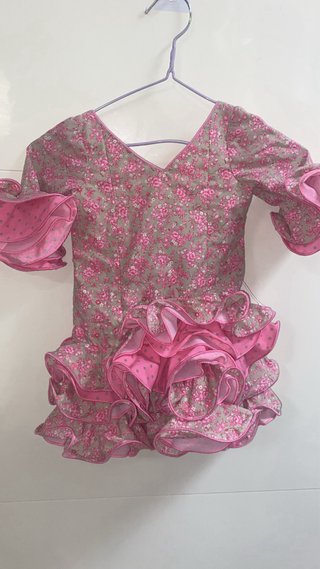Traje Flamenca Niña Flores Rosa EDAD 1-2Años