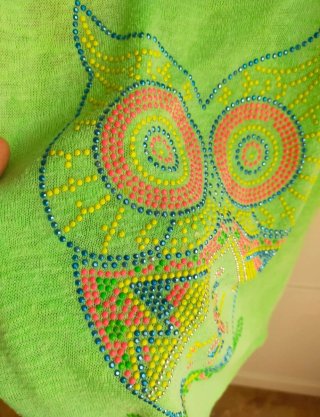 Camiseta sin mangas con búho verde neón Talla M