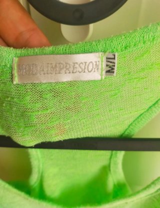 Camiseta sin mangas con búho verde neón Talla M