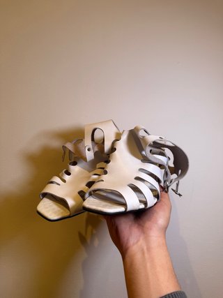 Sandalias Cuña Cuple Piel Talla 41 Blancas