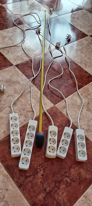 5 Regletas Alargadores 1m, 1.5m y 2m