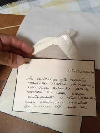 Grabado antiguo en porcelana con carta de casa rea