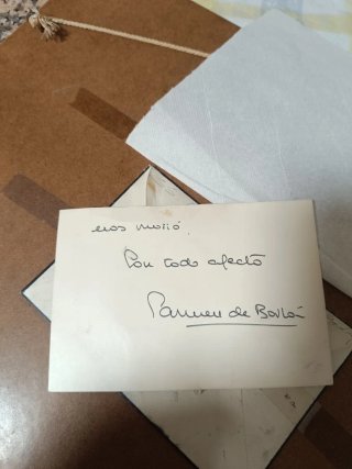 Grabado antiguo en porcelana con carta de casa rea
