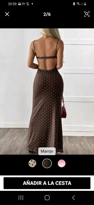 Vestido tirantes marrón con lunares blancos