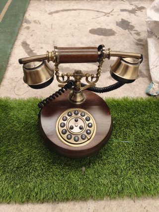 Teléfono Fijo Vintage Madera y Bronce