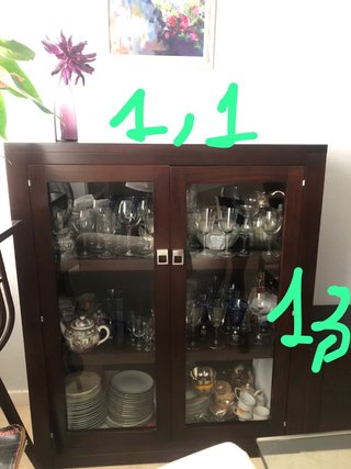 Mueble de salón vitrina madera oscura 3 piezas