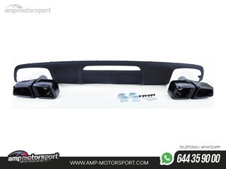 DIFUSOR TRASERO NEGRO MATE CON COLAS NEGRAS PARA MERCEDES CLS W218