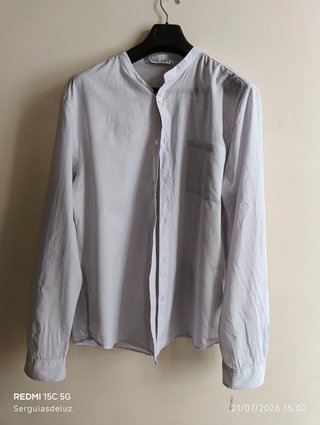 Camisa hombre cuello mao morada