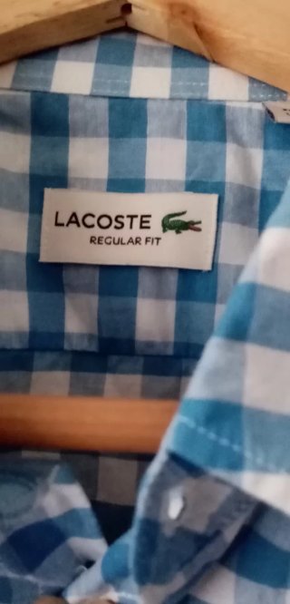 Camisa Lacoste cuadros azul y blanco Talla L