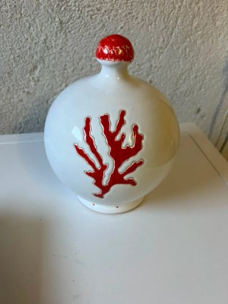 Vaso salvadanaio corallo bianco e rosso