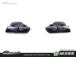 DIFUSOR TRASERO NEGRO MATE CON COLAS NEGRAS PARA MERCEDES CLASE C W205 SEDAN