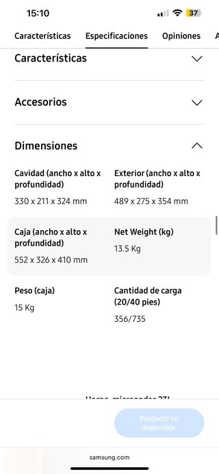 Microondas Samsung Negro 23L
