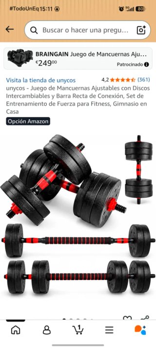 Juego de Mancuernas y Barra Ajustables