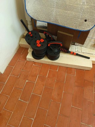 Juego de Mancuernas y Barra Ajustables