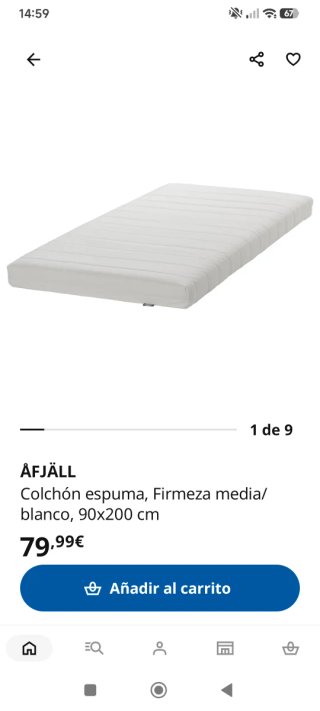 Somier y colchón de Ikea,  para cama-litetera Kura