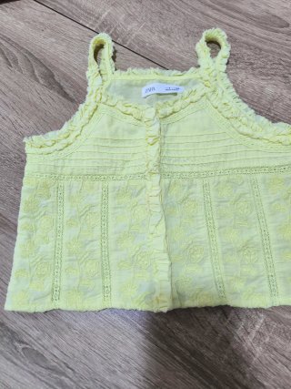 Blusa Zara Amarilla Bordada Tirantes