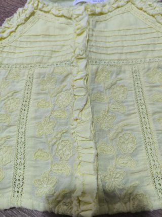 Blusa Zara Amarilla Bordada Tirantes