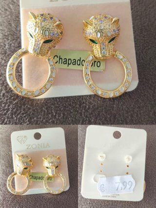 Pendientes Zonia Leopardo Chapado Oro
