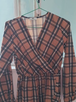 Vestido estampado cuadros mujer